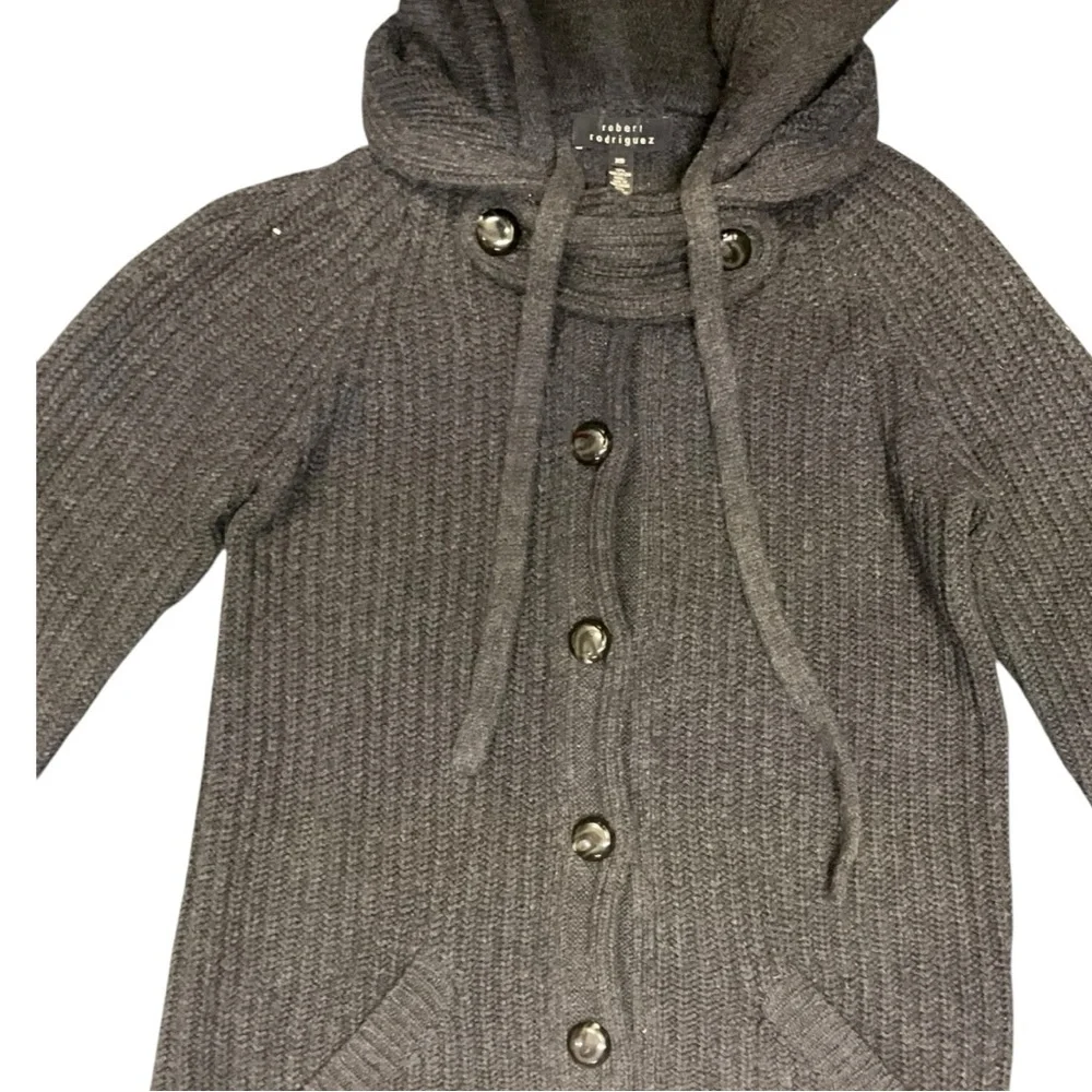 🖤 Robert Rodriguez Wool Cashmere Hooded Cardigan XS (Fits S–M) Chunky‎ Ribbed